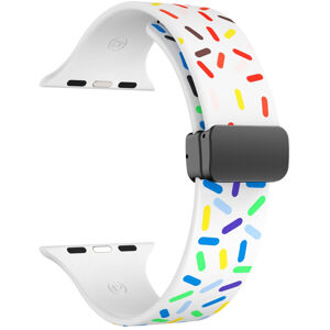 4wrist Silikonový řemínek s barevným motivem pro Apple Watch 42/44/45/49 mm - Bílý
