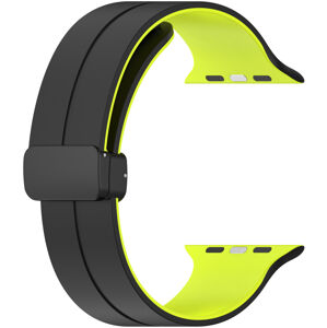 4wrist Silikonový řemínek s magnetickou sponou pro Apple Watch 42/44/45/49 mm - Black/Green