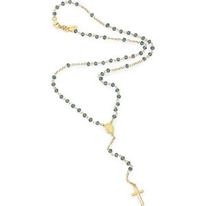 Amen Originální pozlacený růženec s modrými krystaly Rosary CROGBL4