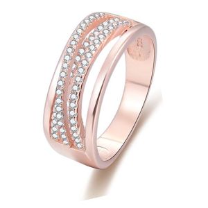 Beneto Růžově pozlacený stříbrný prsten se zirkony AGG340 54 mm