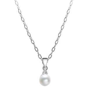 Beneto Stříbrný náhrdelník s pravou perlou AGS906/45 ( řetízek, přívěsek )