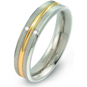 Boccia Titanium Titanový bicolor prsten s brilianty 0144-01 51 mm