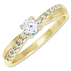 Brilio Půvabný prsten s krystaly ze zlata 229 001 00810 54 mm