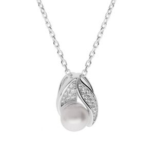 Brilio Silver Elegantní stříbrný náhrdelník s pravou perlou MPD0176B (řetízek, přívěsek)