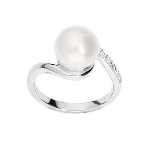Brilio Silver Elegantní stříbrný prsten s pravou perlou SR05575A 60 mm