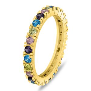 Brilio Silver Hravý pozlacený prsten s barevnými zirkony RI116YRBW 58 mm