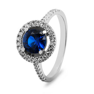 Brilio Silver Luxusní stříbrný prsten s modrým zirkonem RI031W 56 mm