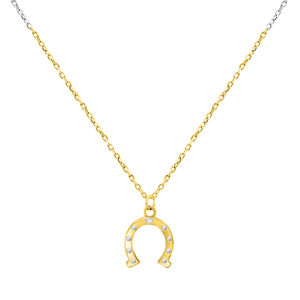 Brilio Silver Pozlacený náhrdelník pro štěstí Podkova NCL66Y (řetízek, přívěsek)