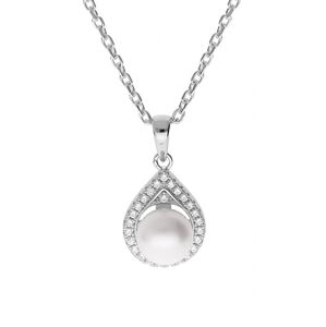 Brilio Silver Překrásný stříbrný náhrdelník s pravou perlou MP05320A (řetízek, přívěsek)