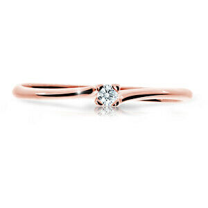 Cutie Diamonds Třpytivý prsten z růžového zlata s briliantem DZ6733-2948-00-X-4 55 mm