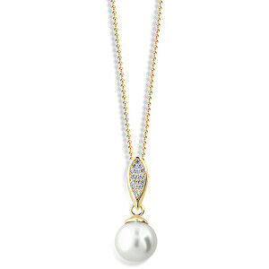 Cutie Jewellery Luxusní přívěsek ze žlutého zlata s pravou perlou a zirkony Z6304-3152-40-10-X-1