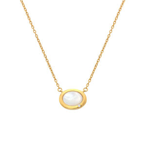 Hot Diamonds Elegantní pozlacený náhrdelník s perletí a diamantem Gemstones DN200