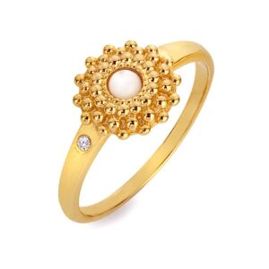 Hot Diamonds Krásný pozlacený prsten s diamantem a perletí Jac Jossa Soul DR280 54 mm