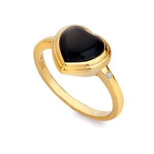 Hot Diamonds Pozlacený prsten s diamantem a onyxem Jac Jossa Soul DR231 55 mm