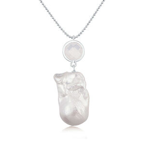 JwL Luxury Pearls Dlouhý ocelový náhrdelník s pravou barokní megaperlou JL0709