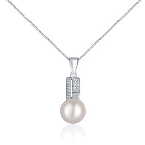 JwL Luxury Pearls Elegantní náhrdelník s pravou perlou a zirkony JL0645 (řetízek, přívěsek)