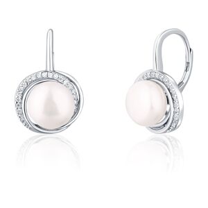 JwL Luxury Pearls Luxusní stříbrné náušnice s perlou a zirkony JL0738