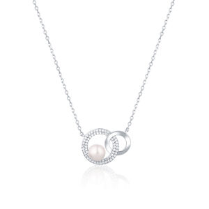 JwL Luxury Pearls Módní náhrdelník s pravou perlou a zirkony JL0751 (řetízek, přívěsek)
