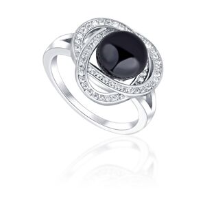 JwL Luxury Pearls Okouzlující prsten s černou perlou a zirkony JL0760 52 mm