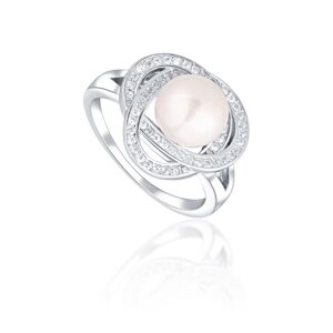 JwL Luxury Pearls Okouzlující prsten s pravou perlou a zirkony JL0759 52 mm