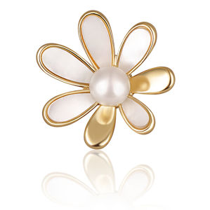 JwL Luxury Pearls Pozlacená brož 2v1 s pravou bílou perlou a perletí JL0661