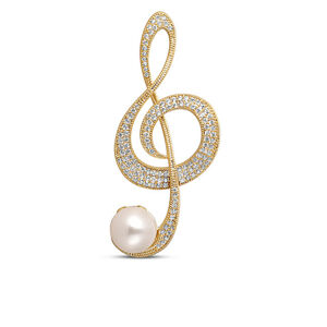JwL Luxury Pearls Třpytivá perlová brož Houslový klíč JL0702