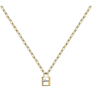 La Petite Story Pozlacený náhrdelník s visacím zámečkem Love LPS10ASD04