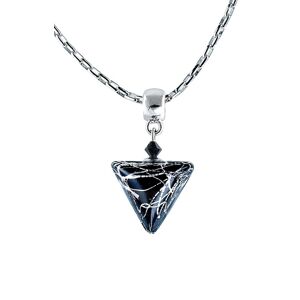 Lampglas Elegantní náhrdelník Black Marble Triangle s ryzím stříbrem v perle Lampglas NTA2