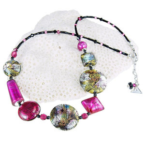 Lampglas Hravý náhrdelník Sweet Candy s 24karátovým zlatem a ryzím stříbrem v perlách Lampglas NRO8