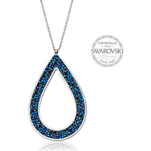 Levien Krásný náhrdelník s krystaly SS Rocks Pear 49 bermuda blue