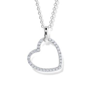 Modesi Stříbrný náhrdelník se zirkony Srdce M43086 (řetízek, přívěsek)