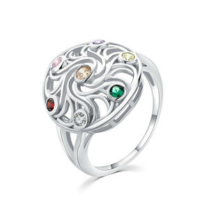MOISS Hravý stříbrný prsten s barevnými zirkony R00021 62 mm