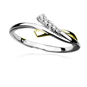 MOISS Půvabný stříbrný bicolor prsten se zirkony R0000 55 mm