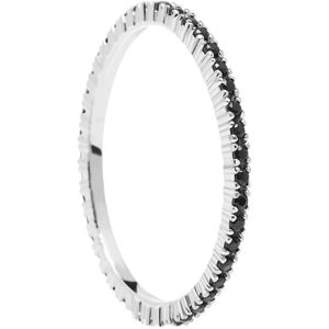 PDPAOLA Minimalistický prsten ze stříbra s černými zirkony Black Essential Silver AN02-348 50 mm