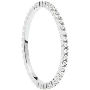 PDPAOLA Minimalistický prsten ze stříbra s třpytivými zirkony White Essential Silver AN02-347 50 mm