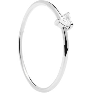 PDPAOLA Minimalistický stříbrný prsten se srdíčkem White Heart Silver AN02-223 50 mm