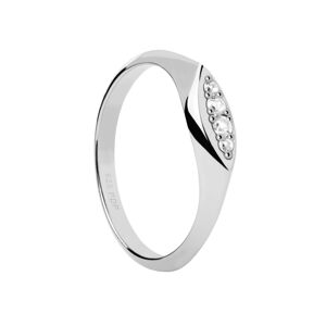 PDPAOLA Elegantní stříbrný prsten se zirkony Gala Vanilla AN02-A52 56 mm