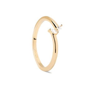 PDPAOLA Jemný pozlacený prsten se zirkony EVA Gold AN01-876 58 mm