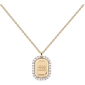 PDPAOLA Originální pozlacený náhrdelník Vodnář AQUARIUS CO01-566-U (řetízek, přívěsek)