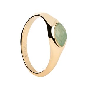 PDPAOLA Pozlacený prsten Green Aventurine Nomad Vanilla AN01-A47 56 mm