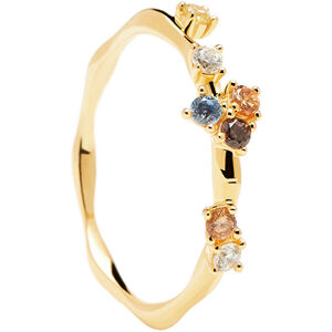 PDPAOLA Půvabný pozlacený prsten se zirkony FIVE Gold AN01-210 54 mm