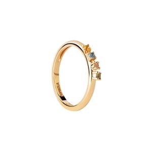 PDPAOLA Půvabný pozlacený prsten se zirkony RAINBOW Gold AN01-C10 52 mm