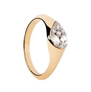 PDPAOLA Půvabný pozlacený prsten se zirkony Vanilla AN01-A51 54 mm