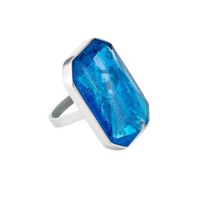 Preciosa Luxusní ocelový prsten s ručně mačkaným kamenem českého křišťálu Preciosa Ocean Aqua 7446 67 60 mm