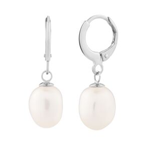 Preciosa Něžné stříbrné náušnice kruhy s říčními perlami Pearl Heart 5357 01