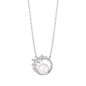 Preciosa Něžný stříbrný náhrdelník se zirkony a říční perlou Innocence 5384 01