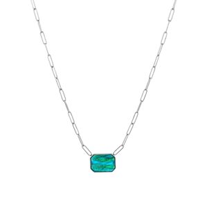 Preciosa Ocelový náhrdelník s ručně mačkaným kamenem českého křišťálu Preciosa Ocean Emerald 7444 66