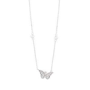 Preciosa Půvabný stříbrný náhrdelník s kubickou zirkonií a říčními perlami Metamorph 5360 00