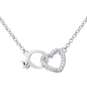 Silvego Stříbrný náhrdelník srdce propojené s prstýnkem MWN01149