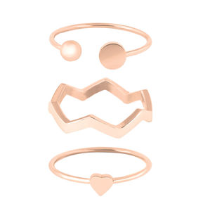 Troli Designová růžově zlacená sada ocelových prstenů 50 mm